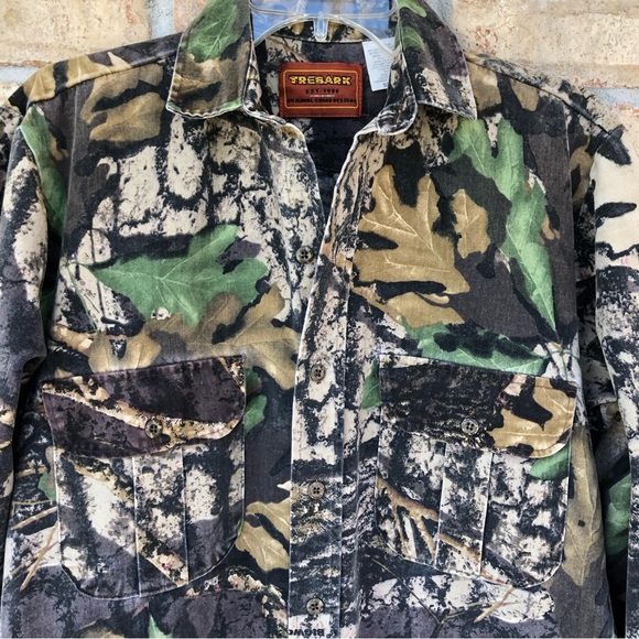 Trebark Cotton Blend Vintage Made in Usa Style 9007 Camouflage Button Shirt S - Picture 2 of 11